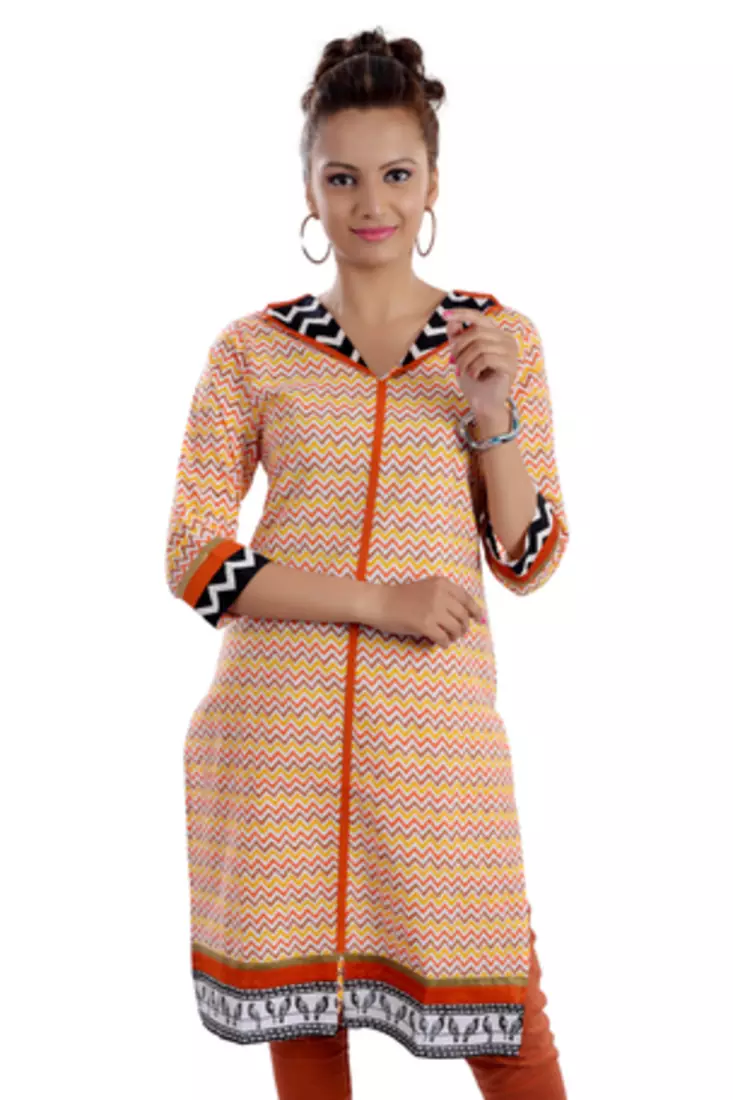 Multicolor Jaipuri Printed Cotton Casual Wear Kurti