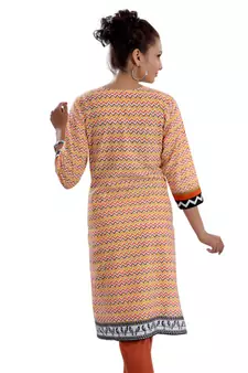 Multicolor Jaipuri Printed Cotton Casual Wear Kurti