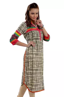 Multicolor Jaipuri Printed Cotton Casual Wear Kurti