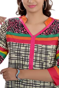 Multicolor Jaipuri Printed Cotton Casual Wear Kurti