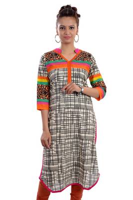 Multicolor Jaipuri Printed Cotton Casual Wear Kurti 1