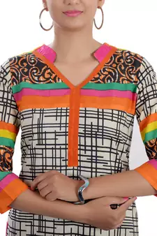 Multicolor Jaipuri Printed Cotton Casual Wear Kurti
