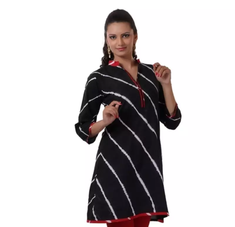 Black Hand  Lehariya Design Casual Wear Cotton Kurti