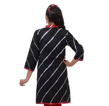 Black Hand  Lehariya Design Casual Wear Cotton Kurti 2