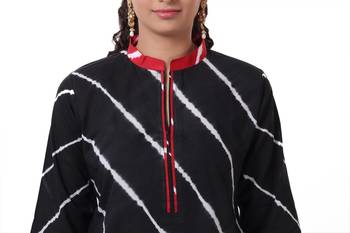 Black Hand  Lehariya Design Casual Wear Cotton Kurti 3