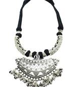 Giftpiper Threaded German Silver Necklace Hansuli Pattern Black