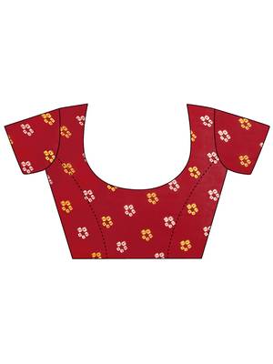Maroon printed georgette saree with blouse 4