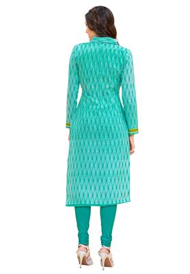 White Printed Unstitched Cotton Kurtis 2