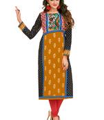 Mustard Printed Unstitched Cotton Kurtis
