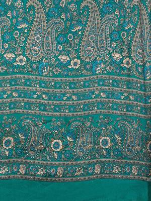Blue printed crepe saree with blouse 3