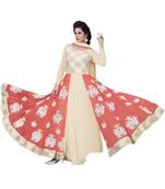 LATEST Cream and Peach DESIGNER LONG SLEEVE Anarkali SUIT