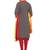 Brown embroidered cotton unstitched salwar with dupatta