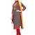 Brown embroidered cotton unstitched salwar with dupatta