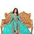 Aqua & Beige Embroidered Georgette Semi Stitched Anarkali Suit