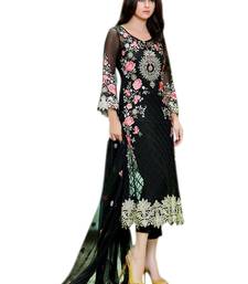 BLACK embroidered georgette semi stitched salwar with dupatta