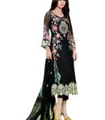 BLACK embroidered georgette semi stitched salwar with dupatta