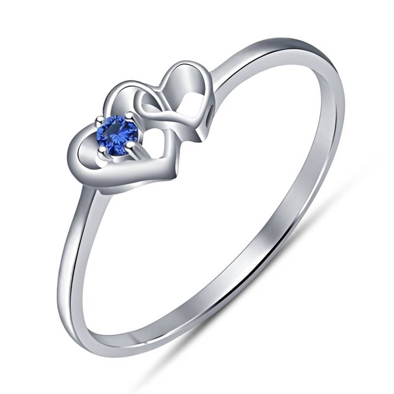 Double Heart Shape Interlocking Promise Ring For Women's,Girl