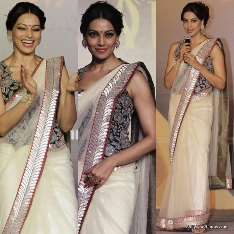 Bipasha Bollywood Replica White Net Saree