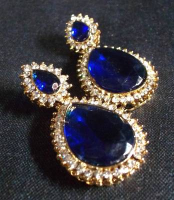 Pearl stone drop dark Blue earring 1