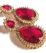 Pearl Stone Drop Dark pink Earring