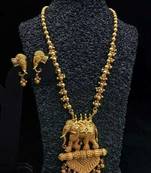 Gold plated Matt Finish Elephant Bahubali Temple Necklace Set
