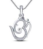 Religious 925 Pure Sterling Silver Om Ganesha Pendant Jewelry for Men and Women