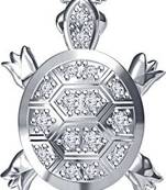 Fancy Design Tortoise Pendant Silver Plated with 18" Chain