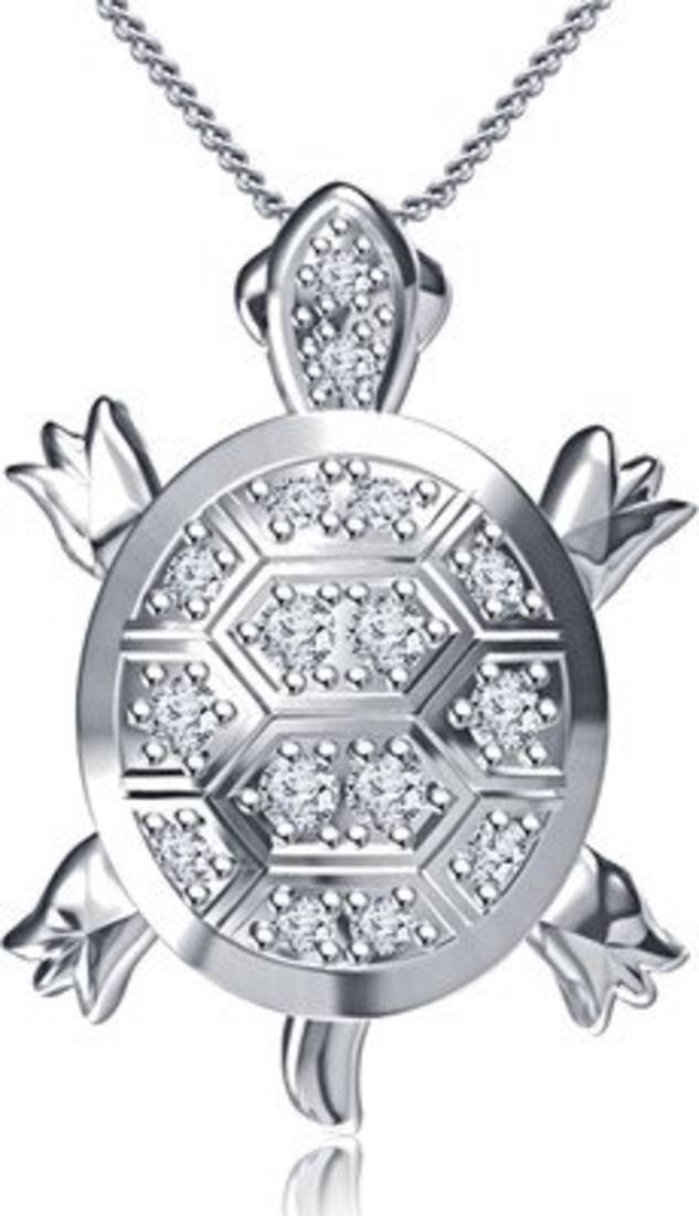 Fancy Design Tortoise Pendant Silver Plated with 18" Chain