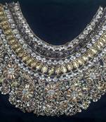 Partywear handwork maharani neck un-stitched black dupion raw silk blouse