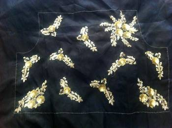 Partywear sequins handwork un-stitched black dupion raw silk blouse 1