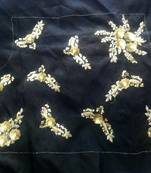 Partywear sequins handwork un-stitched black dupion raw silk blouse