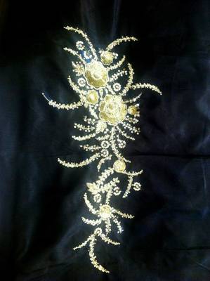 Partywear sequins handwork un-stitched black dupion raw silk blouse 3