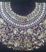 Heavy handwork un-stitched maharani neck black dupion raw silk material blouse with sequins work