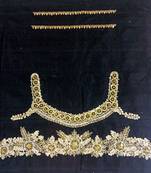 Heavy handwork un-stitched black pure raw silk material blouse with gota work