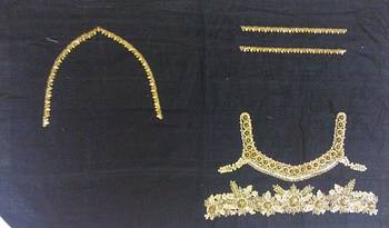 Heavy handwork un-stitched black pure raw silk material blouse with gota work 2