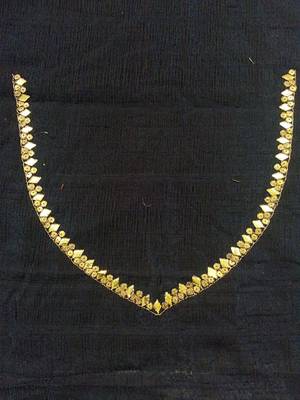 Heavy handwork un-stitched black pure raw silk material blouse with gota work 4