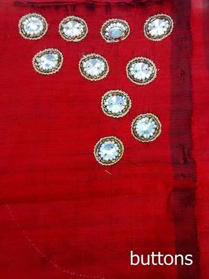 Heavy handwork un-stitched red pure raw silk material blouse with stone & pearl work 2