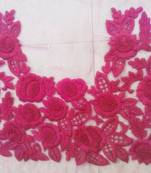 Heavy hand-embroidered un-stitched pink net material blouse