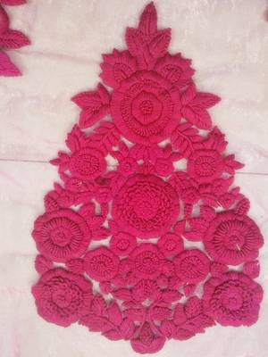 Heavy hand-embroidered un-stitched pink net material blouse 2