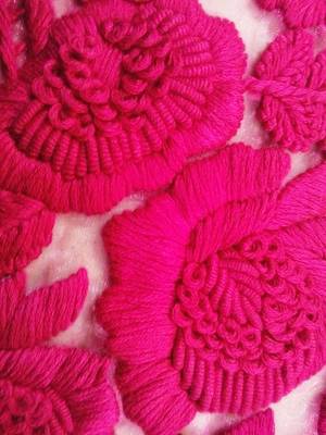 Heavy hand-embroidered un-stitched pink net material blouse 3