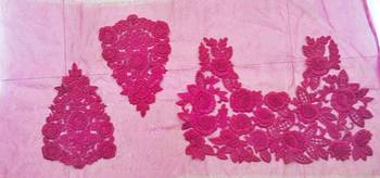 Heavy hand-embroidered un-stitched pink net material blouse 4