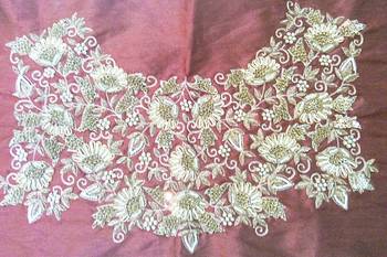 Heavy hand-embroidered un-stitched maroon dupion silk material blouse 1