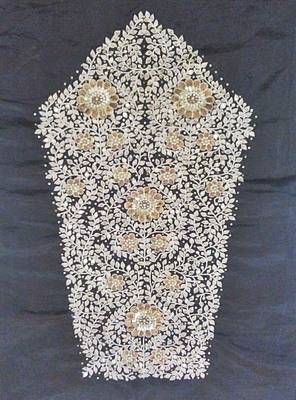 Heavy hand-embroidered un-stitched black dupion silk material blouse 2