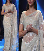 Off white  With Embroidery thread work Bollywood Actress Sonam Kapoor Net saree