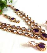 Purple Double line kundan necklace set