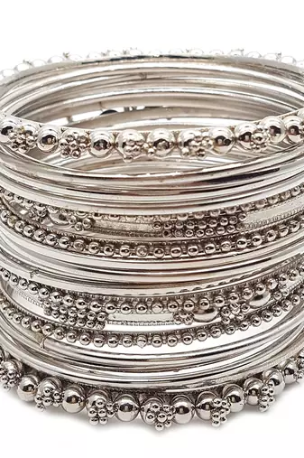 Silver Plated Plated Antique Look Wedding Bangles for Women