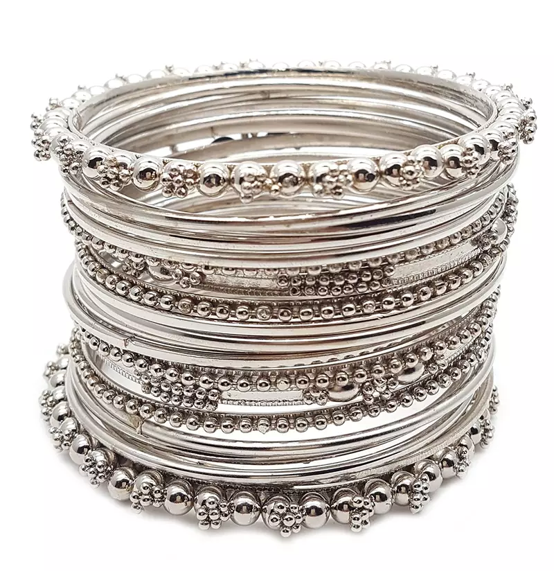 Silver Plated Plated Antique Look Wedding Bangles for Women