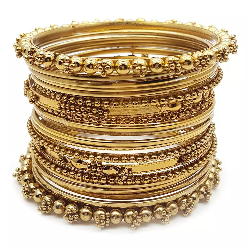 Gold Plated Plated Antique Look Wedding Bangles for Women