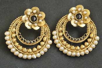 Gold Plated Fl Black Colour Earrings Online Gold Plated Fl Black Colour Earrings