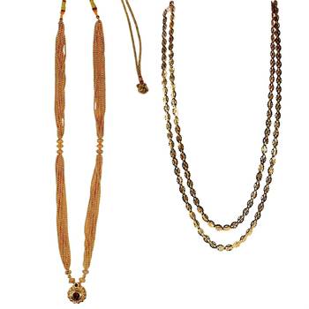 Traditional Long Thushi And Traditional Pohe Haar Golden CopperNecklace 1